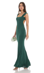 Open Back Maxi Dress in Green
