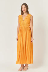 Pleated Straps Detail Midi Dress