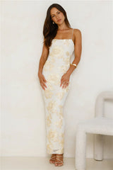 Amber Zest Mesh Maxi Dress Yellow