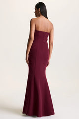 Aylana | Burgundy Bandeau Maxi Dress With Embellished Detail