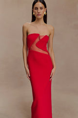 Lianne Strapless Maxi Dress - Red
