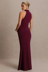Kaia | Burgundy Halter-Neck Maternity Dress