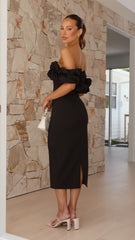 Bernadette Midi Dress - Black