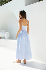 Lyra Gingham Maxi Dress Blue