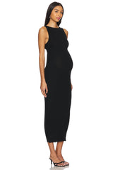 Soft Rib Boat Neck Midi Dress