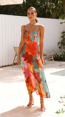 Rahima Maxi Dress - Orange Floral