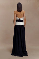 Celine Chiffon Maxi Dress - Black/White