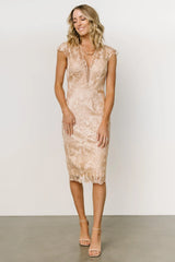 Jacqueline Embossed Midi Dress | Champagne