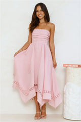 Clarissa Strapless Midi Dress Pink
