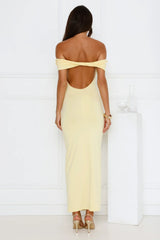 Soft Whispers Off Shoulder Maxi Dress Yellow
