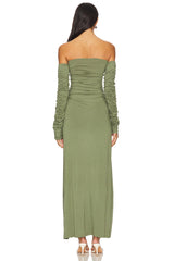 Ruched Long Sleeve Maxi Dress