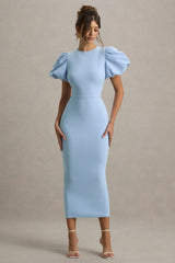 Dakota | Powder Blue Puff-Sleeve Midi Dress