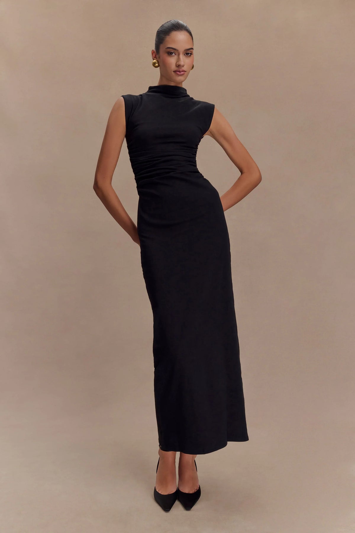 Elliot High Neck Sleeveless Maxi Dress - Black