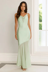 Elegant Simplicity Satin Maxi Dress Sage