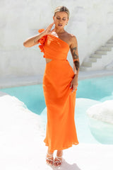 In These Moments One Shoulder Maxi Dress Orange