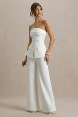 Noemi | White Bandeau Tailored Jumpsuit