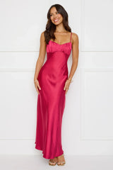Empire Chic Satin Maxi Dress Burgundy