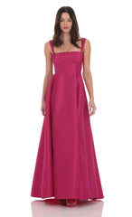 Fit and Flare Maxi Dress in Pink
