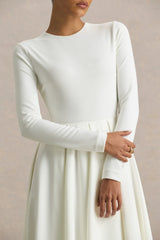Bellamy | Cream Crew-Neck Long Sleeve Midi Dress