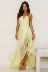 Full Of Energy Halter Maxi Dress Yellow