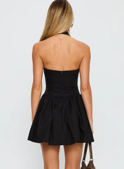 Starwoman Halter Mini Dress Black