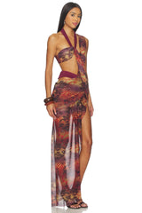 Asymmetric Draped Maxi Dress