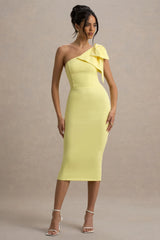 Ambretta | Lemon One-Shoulder Midi Dress With Bow