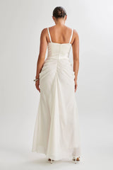 Leila Satin Corset Maxi Dress - Ivory