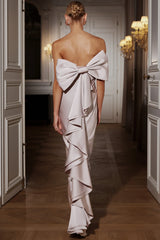 Talulla | Champagne Satin Bandeau Maxi Dress With Ruffled Detail