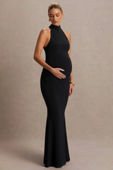 Kaia | Black Halter-Neck Maternity Dress