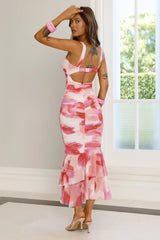 Petal Rush Mesh Maxi Dress Pink