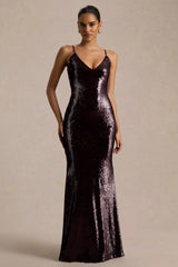 Lenor | Burgundy Plunge-Neck Maxi Dress