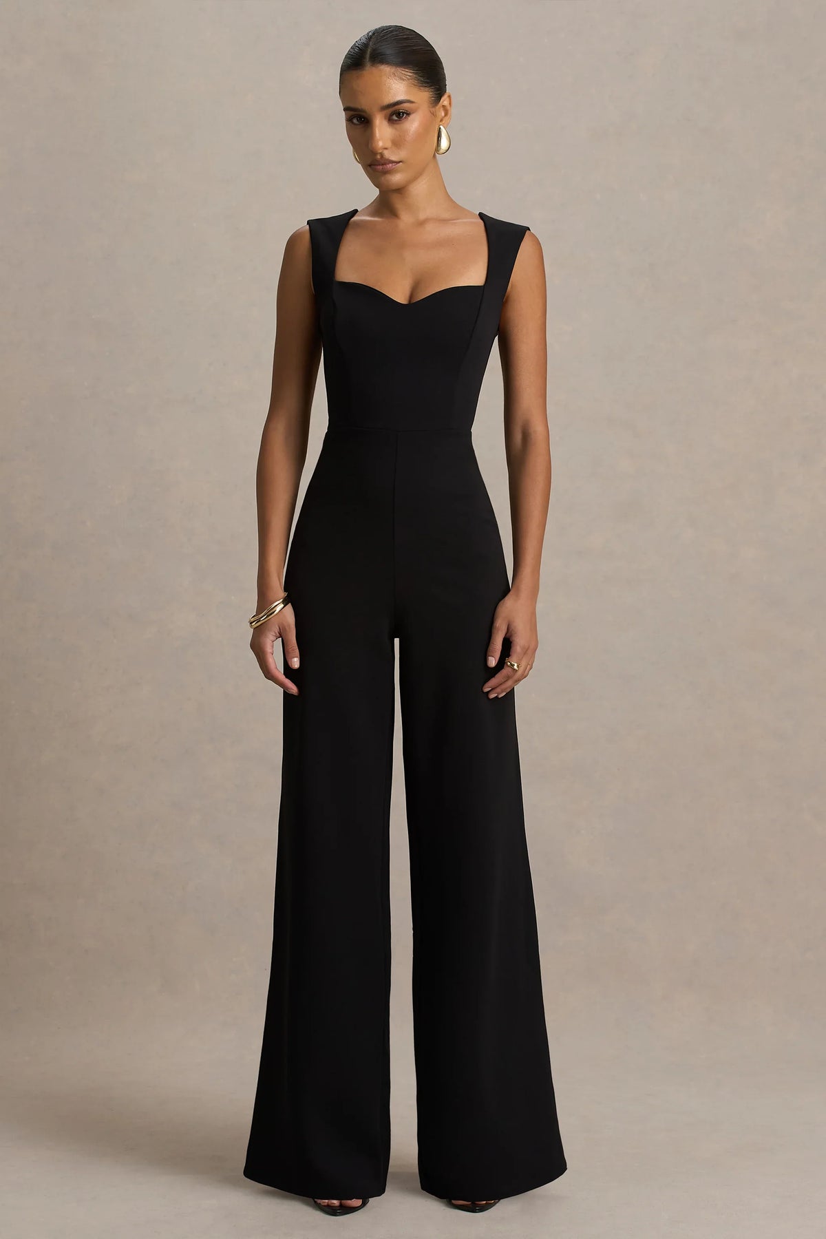 Everlee | Black Sweetheart-Neck Jumpsuit