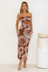 Palm Princess Mesh Maxi Dress Brown