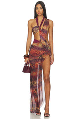 Asymmetric Draped Maxi Dress