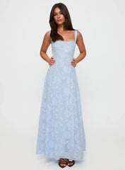 Margaux Burnout Maxi Dress Blue
