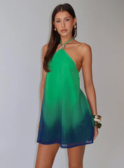 Nichole Halter Mini Dress Green