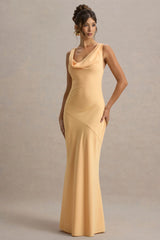 Alesso | Peach Satin Cowl-Neck Slip-Maxi Dress