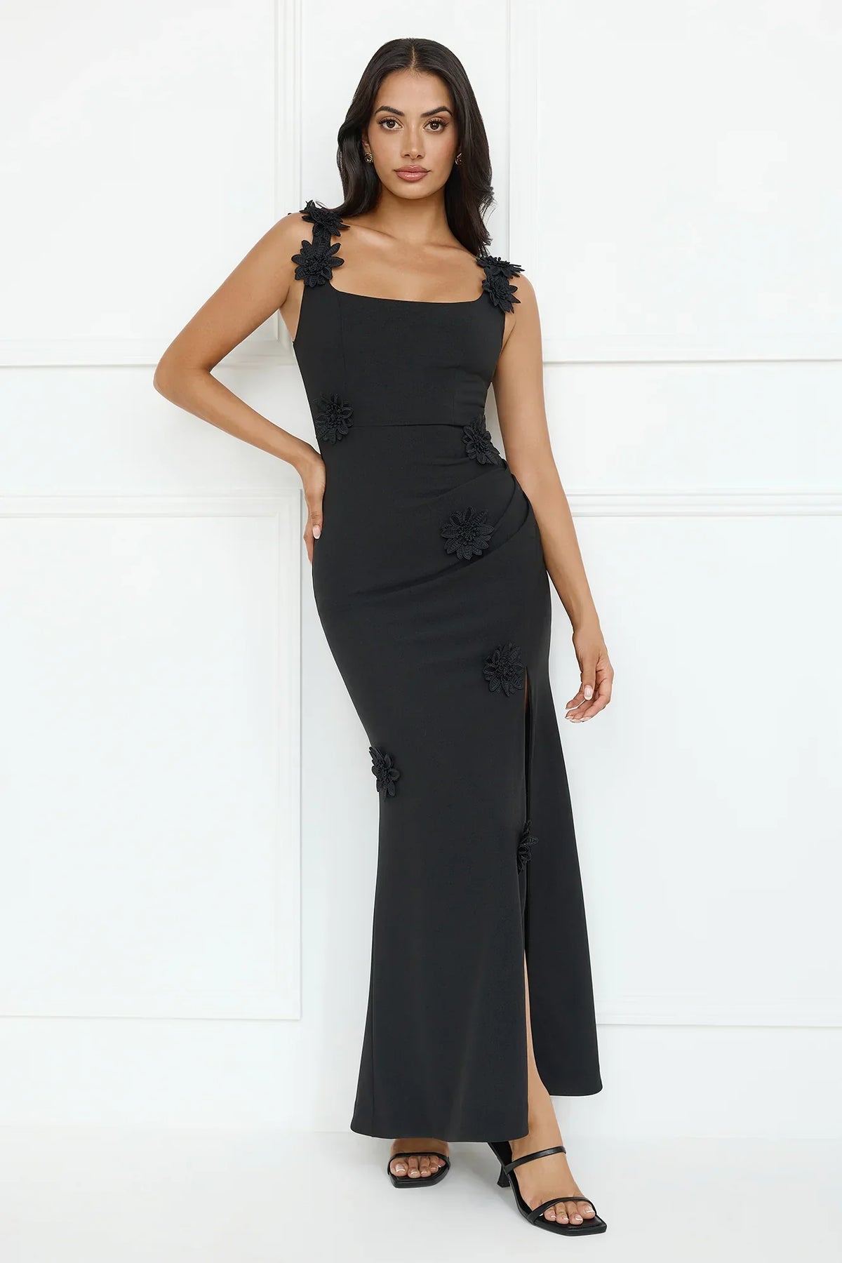 Moonlight Veil Maxi Dress Black