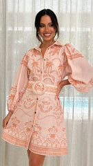 Xander Long Sleeve Mini Dress - Natural