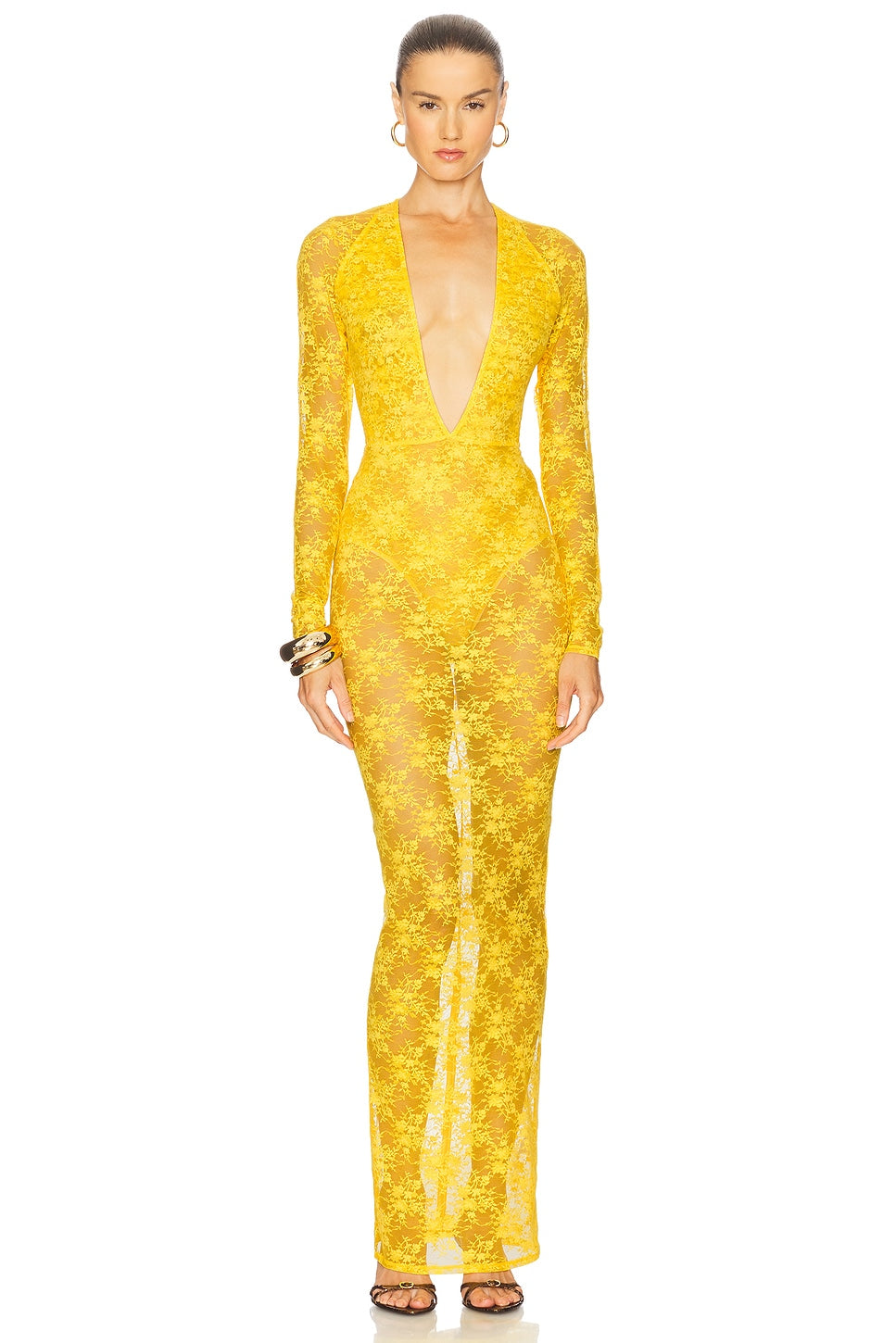 Long Sleeve Halter Column Dress