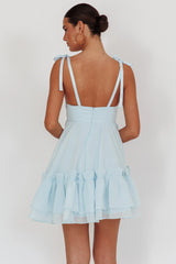Dream Chaser Frill Hem Babydoll Dress Blue