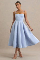 Mally | Powder Blue Sweetheart A-Line Midi Dress