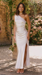 Halle One Shoulder Maxi Dress - Champagne