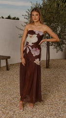 Elle Maxi Dress - Brown Floral