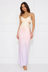 Rainbow Glare Satin Maxi Dress Print