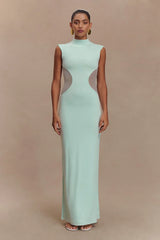Massie Slinky And Mesh Maxi Dress - Lagoon
