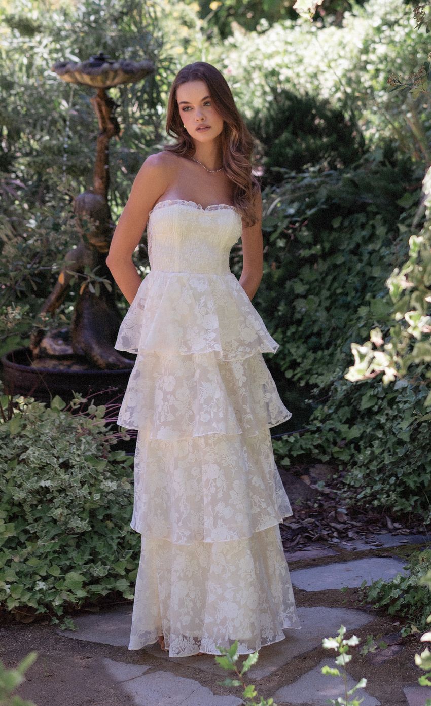 Floral Smocked Ruffle Maxi Dress in Cream