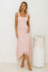 Moonrise Lace Off Shoulder Maxi Dress Pink