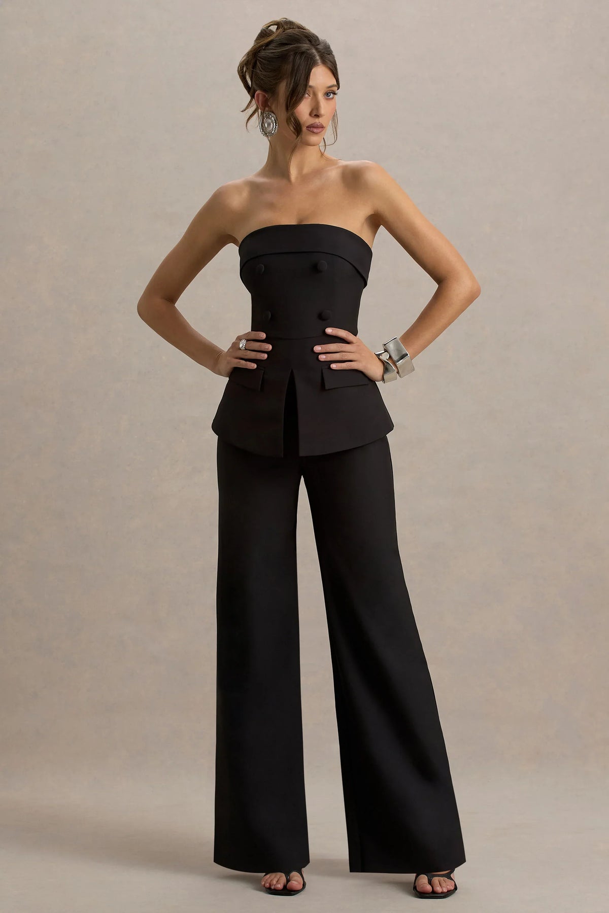 Noemi | Black Bandeau Tailored Jumpsuit